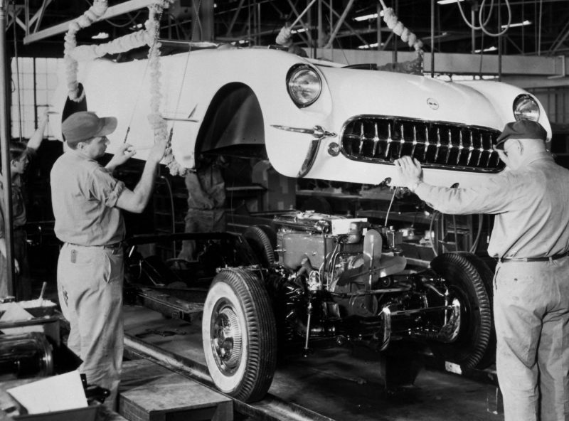 The first Corvettes were produced in Flint, Michigan on June 30, 1953. Only 300 Corvettes were made for the 1953 model year - all Polo White with red interiors.