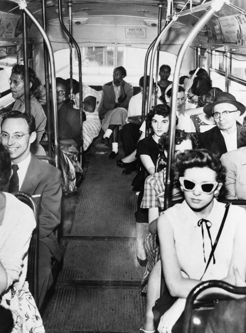 African Americans were relegated to the rear of a bus.