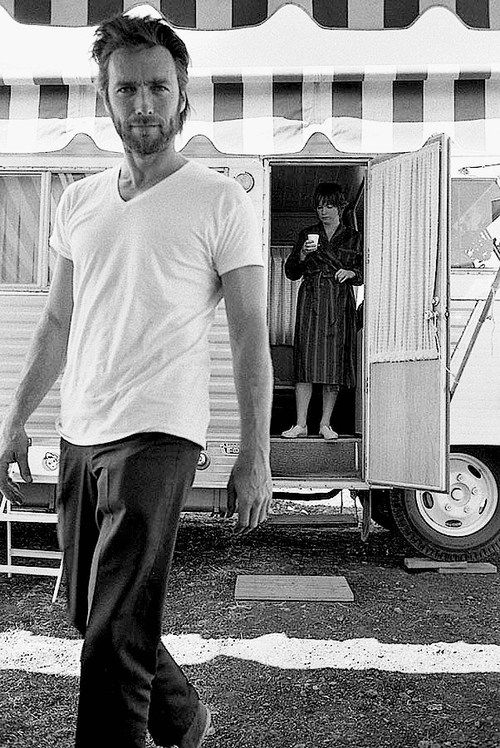 Clint Eastwood and Shirley MacLaine photographed on the set of Two Mules for Sister Sara in Durango, Mexico by Lawrence Schiller, 1969.