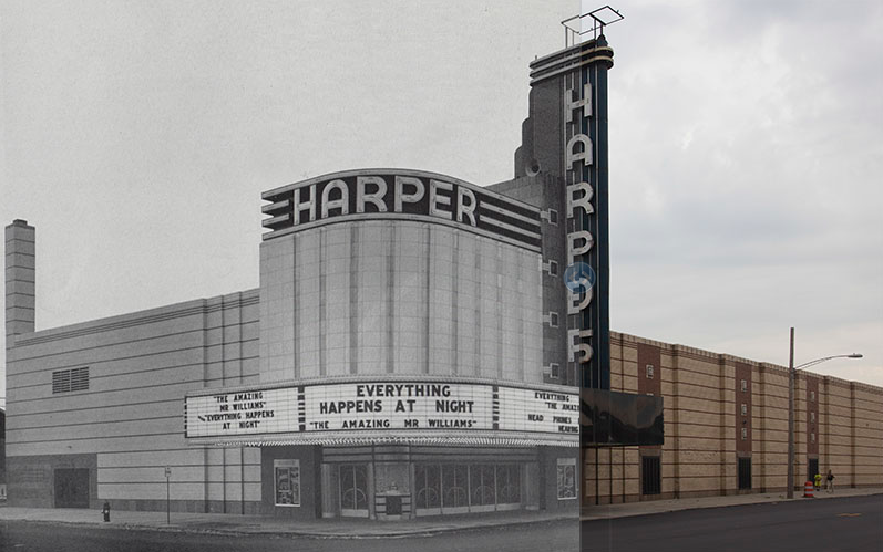 Harper Theater, 1941 and 2013.