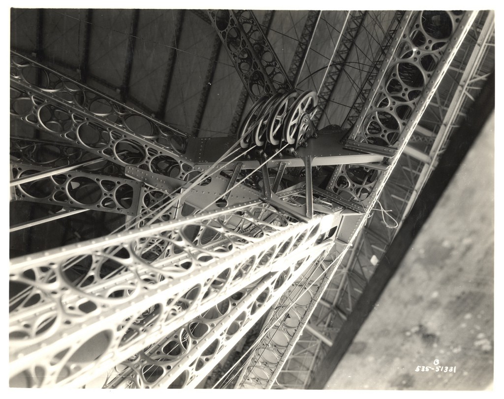 Photograph of Control Wires and Pulleys on a Dirigible