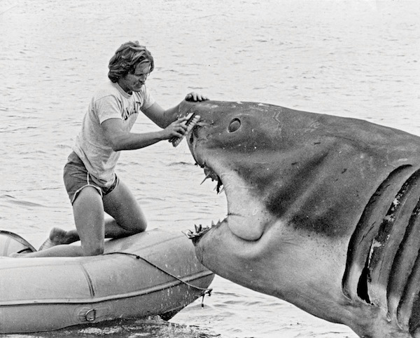 Richie Helmer touches up the shark.