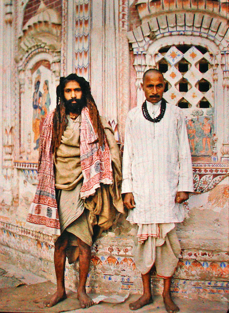 Two men in front of a Hindu temple in Lahore, Pakistan, 1914.
