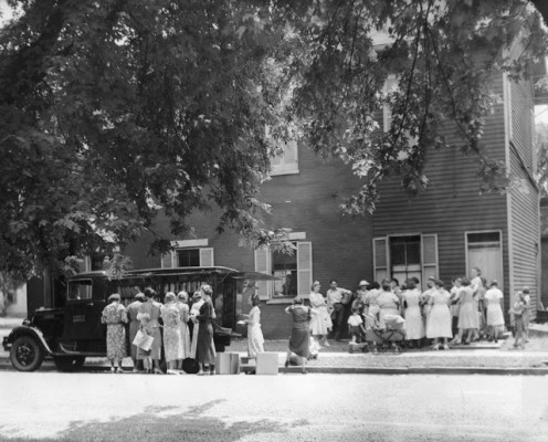 The Library's bookmobile in Sharonville, 1938