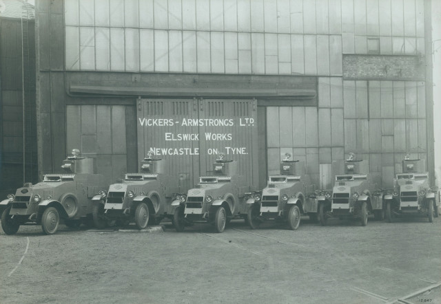 Armoured cars outside the Elswick Works.