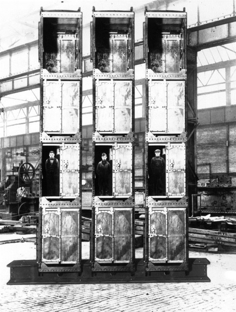 Man cages manufactured at the Elswick Works.