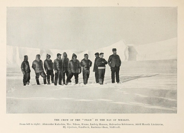 The crew of the “Fram“ in the Bay of Whales