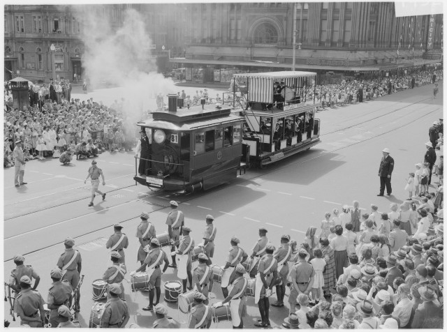 Parade along George Street for Waratah spring festival, 13 October 1959 unknown photographer.