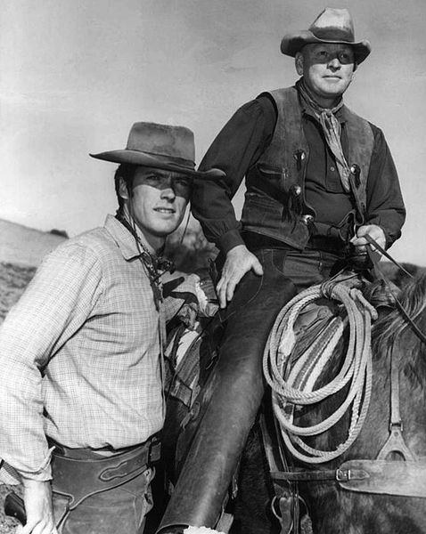 Photo of Clint Eastwood and Don Hight from the television program Rawhide. .Source