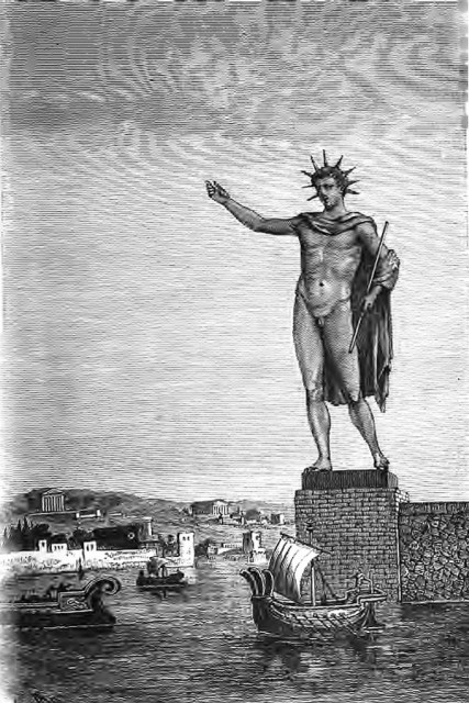 The Colossus of Rhodes, as depicted in an artist's impression of 1880.Source