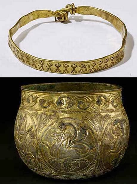 Realms Of Gold The Novel: Harrogate Hoard: Viking Gold The hoard was found by father and son David and Andrew Whelan while metal detecting near Harrogate in 2007. David described the find as a "ball covered with mud". Picture: British Museum Trustees. source