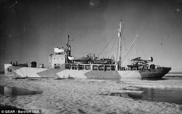 USS Northland which carried the rescue plane during WWII. This was taken in 1942 in the north Atlantic, Greenland. source