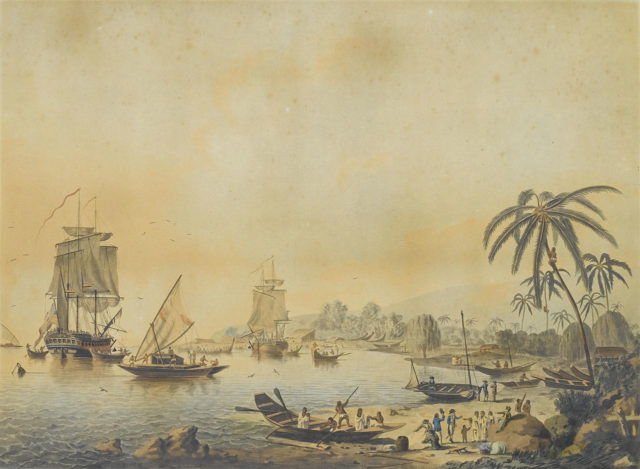 HMS Resolution and Discovery in Tahiti Source