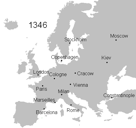 Spread of the Black Death in Europe (1346–53) source