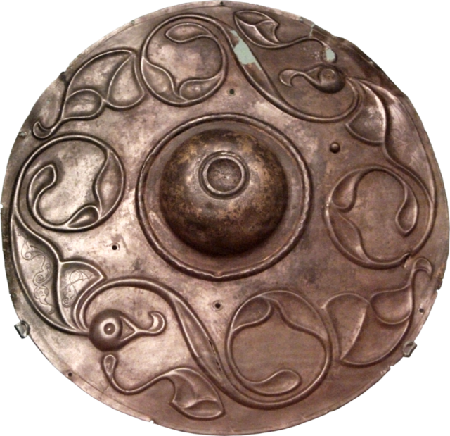 The Wandsworth Shield, Iron Age shield boss in La Tène style, British Museum, Room 50.source