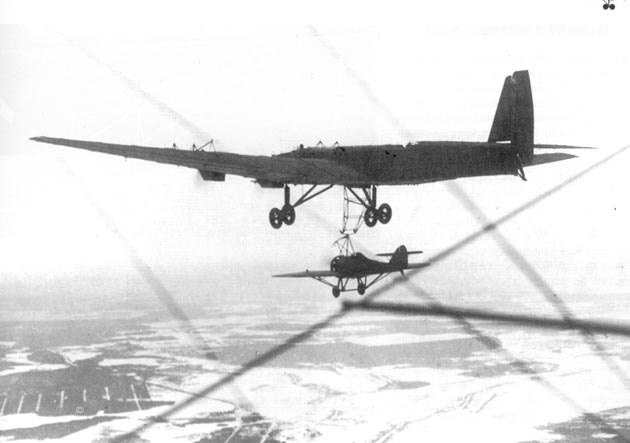 TB-3 docking with a Grigorovich I-Z under the fuselage. source