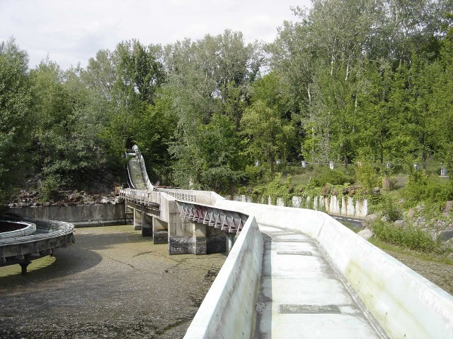 water slide in the abandoned entertainment park Spreepark in Plänterwald, Treptow-Köpenick, Berlin.Source