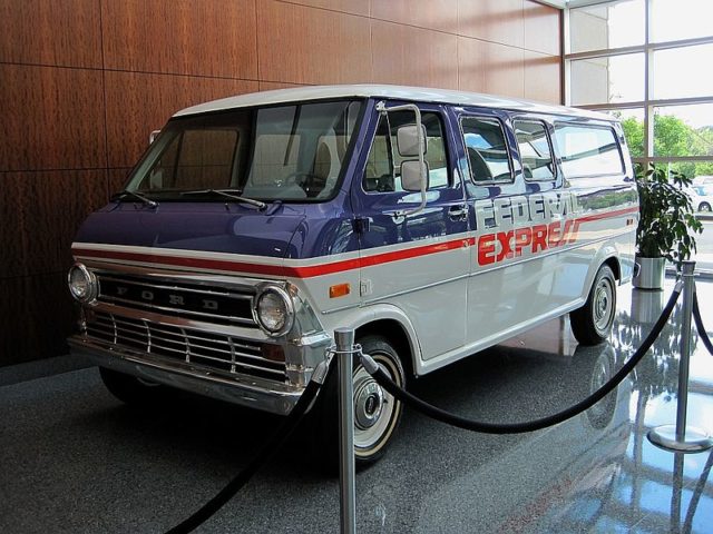 Fedex's first van displayed at the FedEx World Headquarters Photo Credit