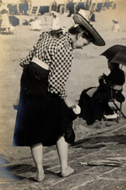 A woman on the beach at Ostende, Belgium. June 23, 1906