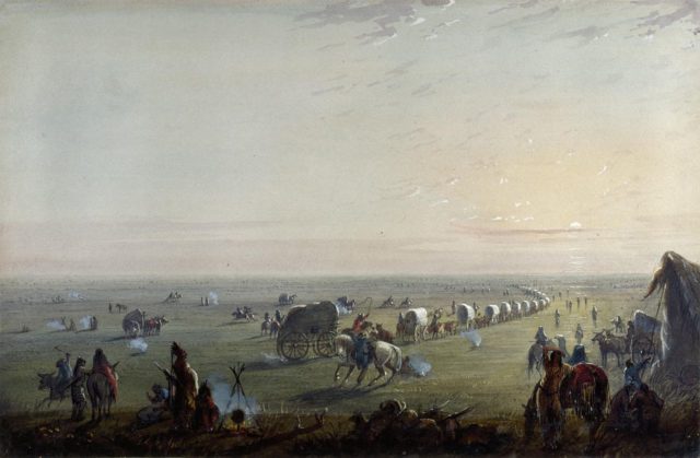 Breaking up Camp at Sunrise, by Alfred Jacob Miller.Source