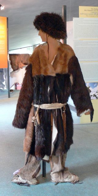 Reconstruction of the neolithic clothes worn by Ötzi.Source