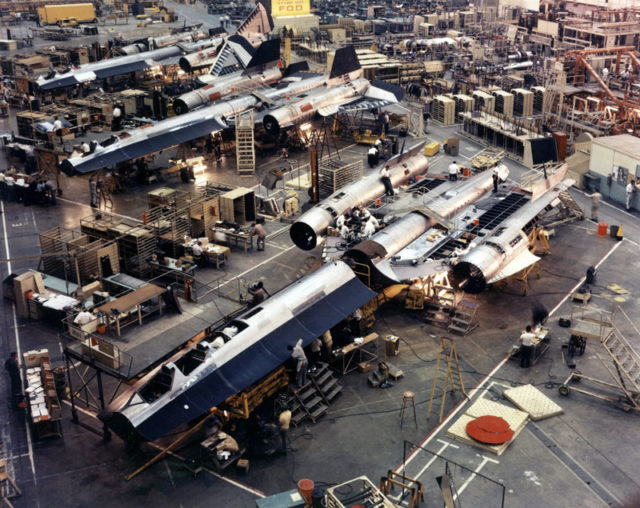 SR-71 Blackbird assembly line at Skunk Works Source