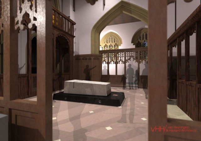King Richard III resting placed, recreated Source Leicester cathedral