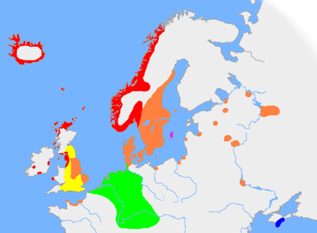 The approximate extent of Old Norse and related languages in the early 10th century