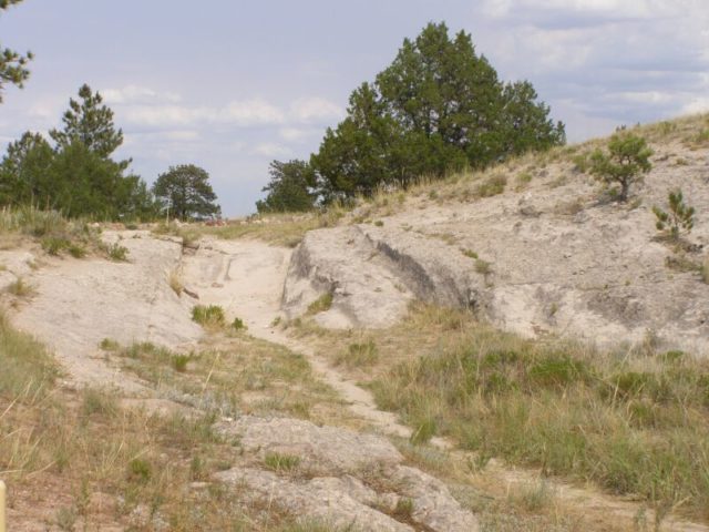 Trail ruts near Guernsey, Wyoming.Source