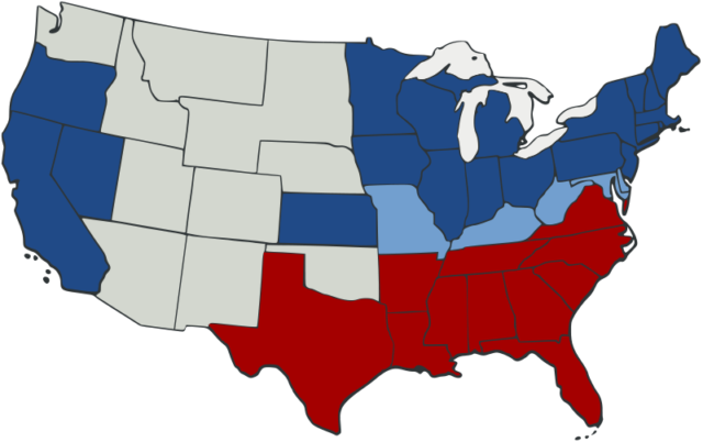 US map 1864 Civil War divisions