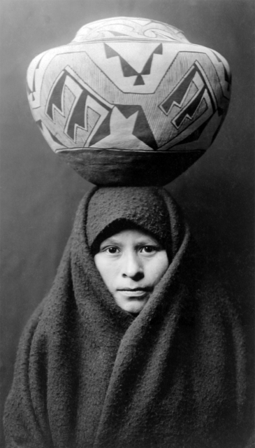 Zuni girl with jar