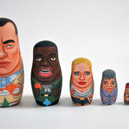 Forrest Gump Nesting Dolls. Hand painted by Andy Stattmiller.