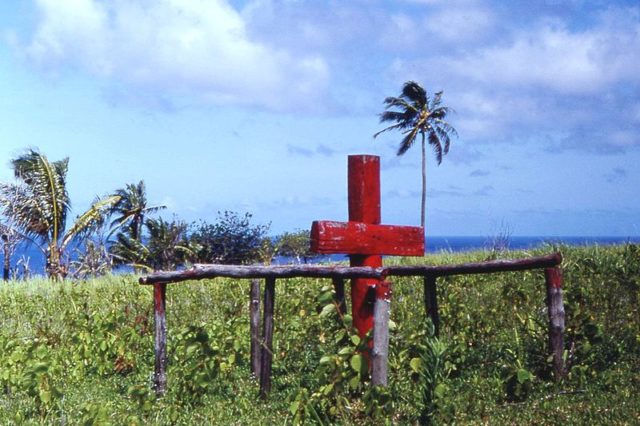 Ceremonial cross of John Frum cargo cult, Tanna island, New Hebrides (now Vanuatu), 1967. source