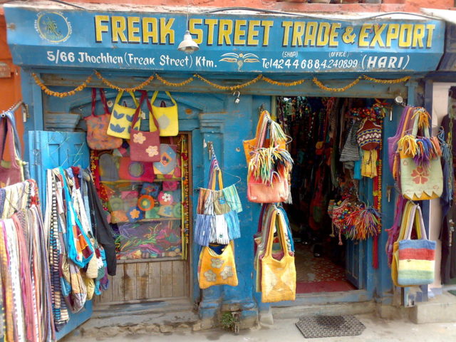 Freak Street in Kathmandu Source.