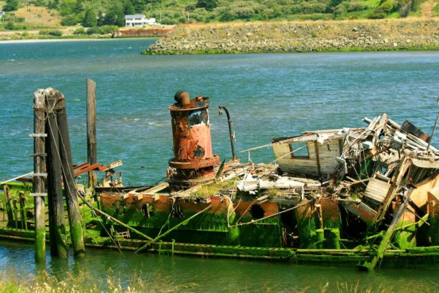 Hume is on the National Register of Historic Places, and her wreck can still be seen in Gold Beach. Source