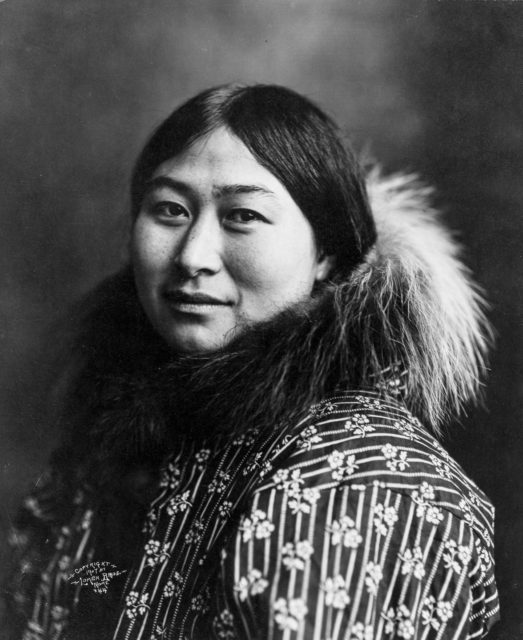 Portrait of an Eskimo woman.
