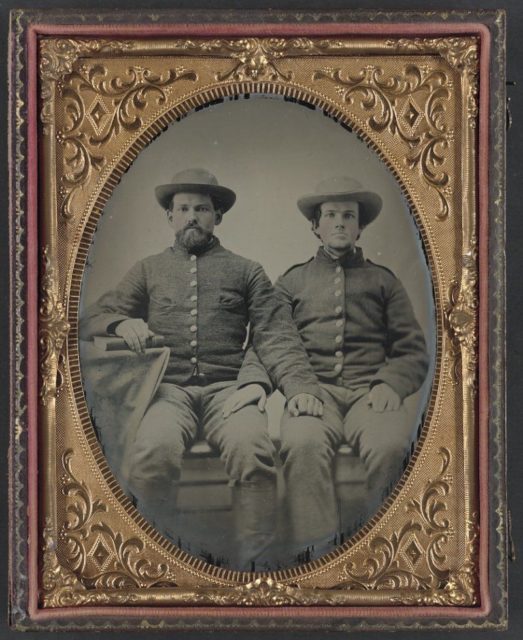 Pvt. Charles Chapman of Company A, 10th Virginia Cavalry Regiment, left, and unidentified Confederate soldier.