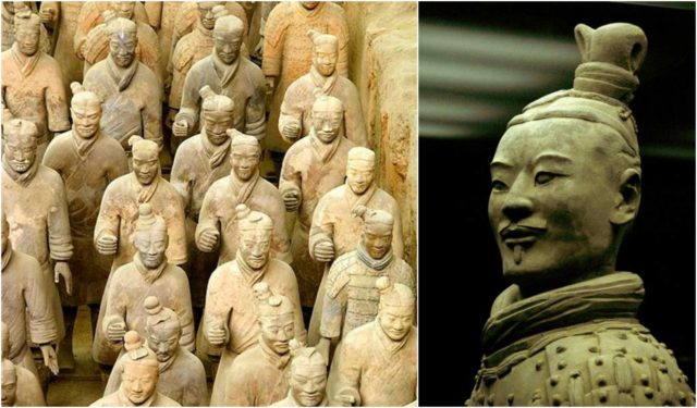 Ranks of terracotta infantrymen, Close-up on the head of an archer.