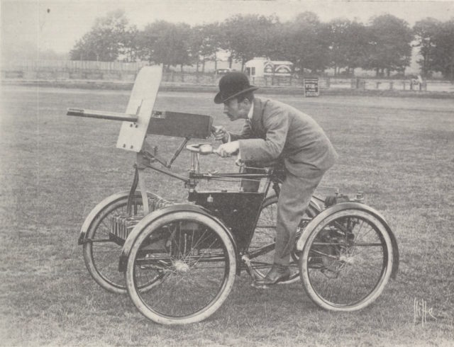 Rare photo of Simms's Motor Scout, June, 1899. Source