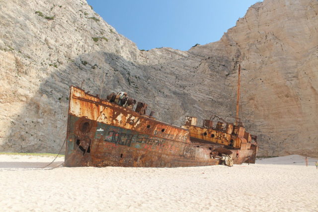 Shipwreck of the Panagiotis at the Navagio Beach.Source