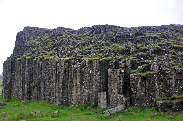 Such columns are often found where lava has flowed into water and been abruptly cooled. Source