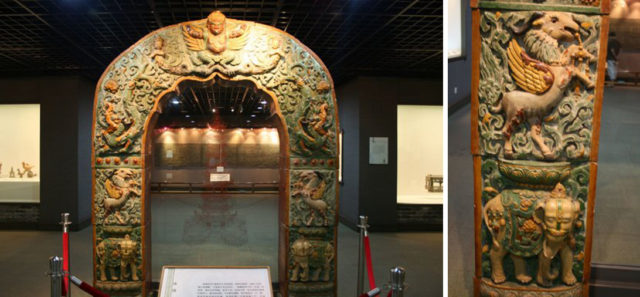 The original blocks of the Nanjing Tower's arched door, now pieced back together and on display at the Nanjing Museum. Source1 Source2