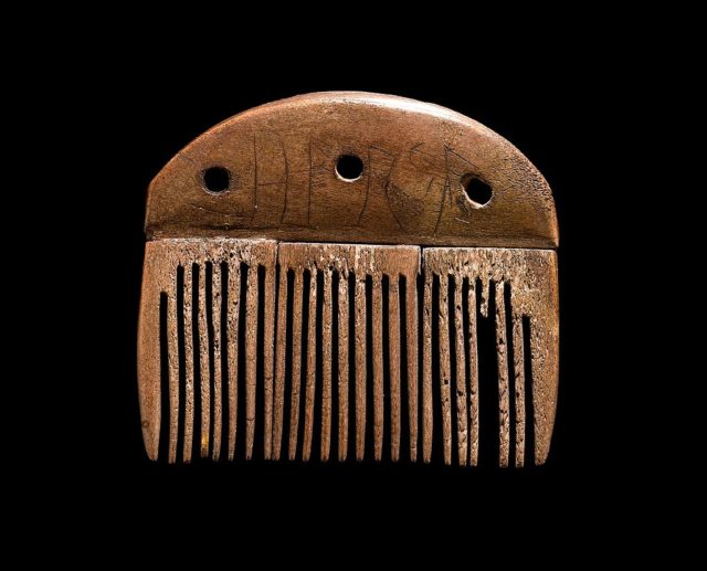 The world's oldest runic inscription (160 AD) on the Vimose comb, Denmark.Source