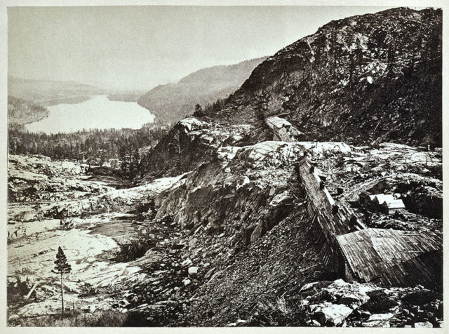 View of Truckee Lake from Donner Pass, taken in 1868 as the Central Pacific Railroad reached completion