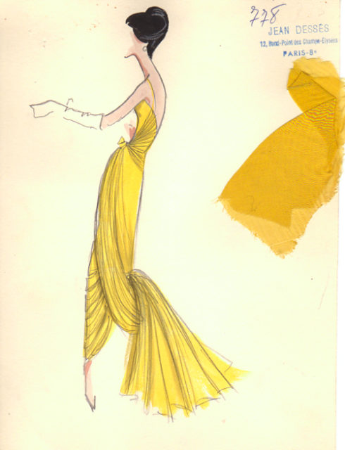 Yellow chiffon dress, Jean Dessès Source
