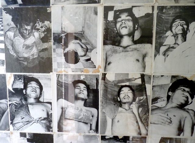 Rooms of the Tuol Sleng Genocide Museum contain thousands of photos taken by the Khmer Rouge of their victims. By Dudva - Own work, CC BY-SA 3.0, https://commons.wikimedia.org/w/index.php?curid=24697728