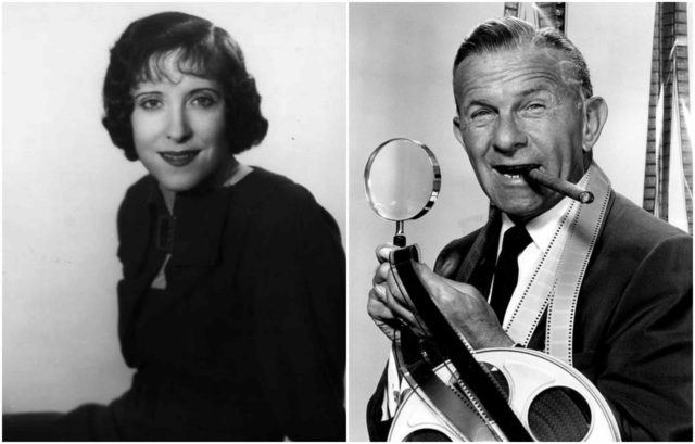 Left photo - Publicity photo of Gracie Allen from the Burns and Allen CBS Radio program. Wikipedia/Public Domain, Right photo - George Burns in 1961. By NBC/photographer-Elmer W. Holloway - eBay itemphoto frontphoto back, Public Domain, https://commons.wikimedia.org/w/index.php?curid=19747936