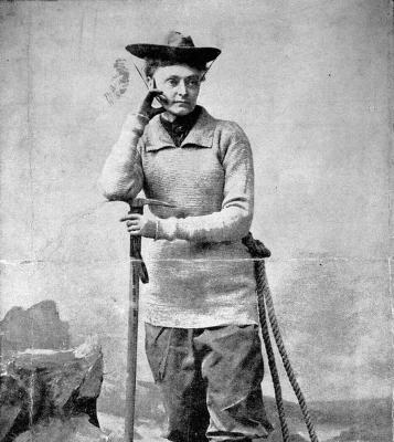 Annie Smith Peck wearing climbing clothing in 1878. Source