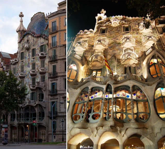 From the outside, the façade of Casa Batlló looks like it has been made from skulls and bones.