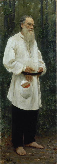 Tolstoy dressed in peasant clothing, by Ilya Repin (1901)